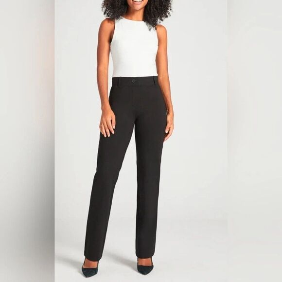 Betabrand Pants - Betabrand Dress Yoga Pants Womens M Black Straight Leg Pull On Stretch NEW